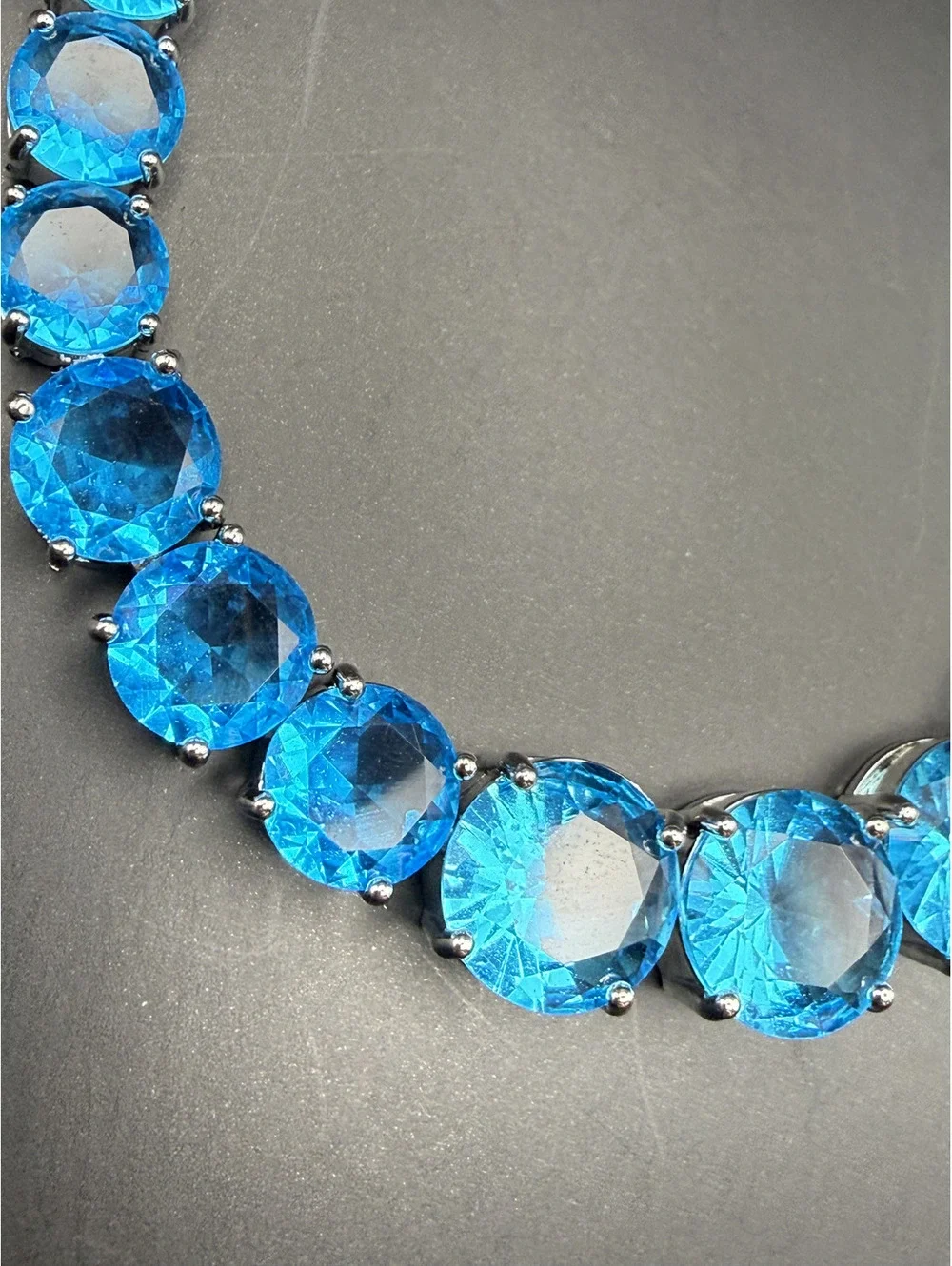 candy+clover elite chunky aqua blue crystal 14k white gold plated bracelet